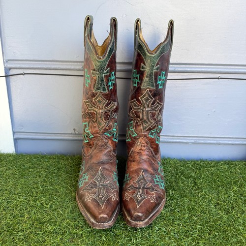 Corral brown leather turquoise - corral,